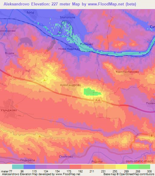 Aleksandrovo,Bulgaria Elevation Map