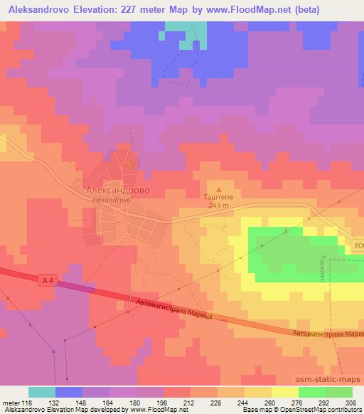 Aleksandrovo,Bulgaria Elevation Map