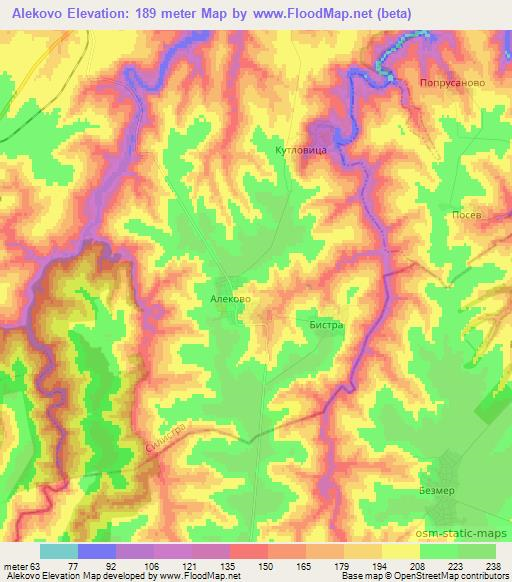 Alekovo,Bulgaria Elevation Map