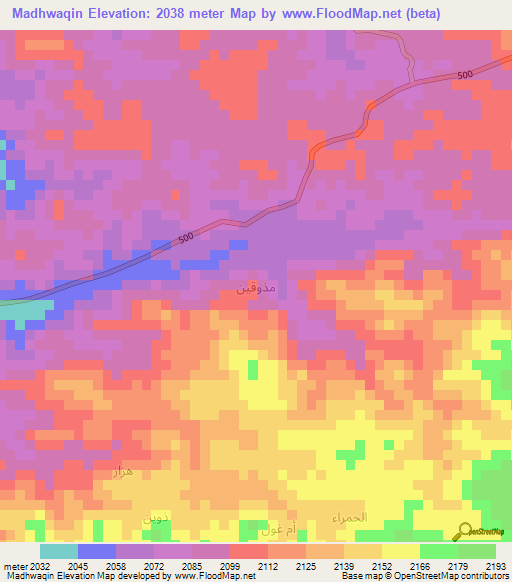 Madhwaqin,Yemen Elevation Map