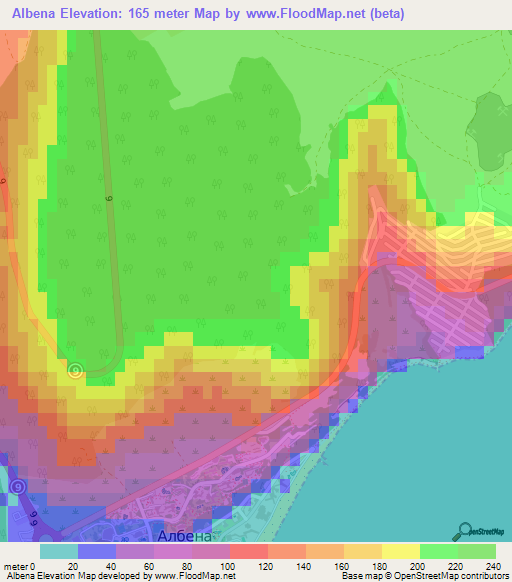 Albena,Bulgaria Elevation Map