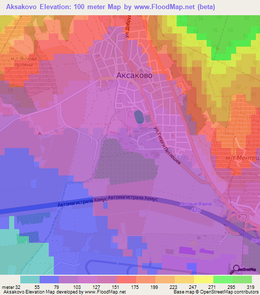 Aksakovo,Bulgaria Elevation Map