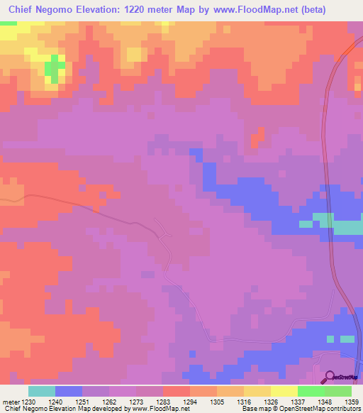 Chief Negomo,Zimbabwe Elevation Map