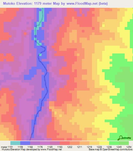 Mutoko,Zimbabwe Elevation Map