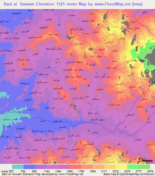 Bani al `Awwam,Yemen Elevation Map