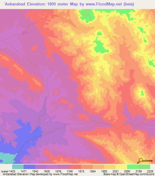 `Anbarabad,Iran Elevation Map