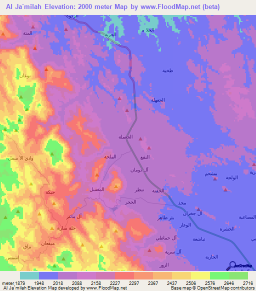 Al Ja`milah,Yemen Elevation Map