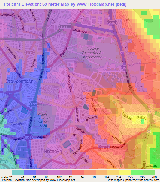Polichni,Greece Elevation Map