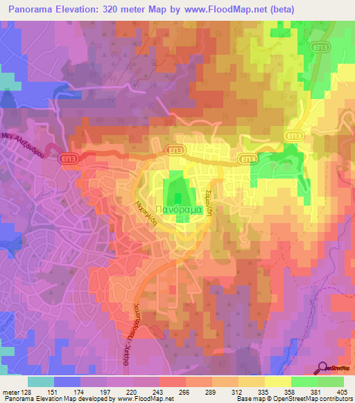 Panorama,Greece Elevation Map