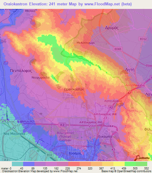 Oraiokastron,Greece Elevation Map