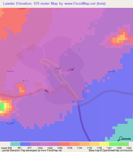 Lawdar,Yemen Elevation Map