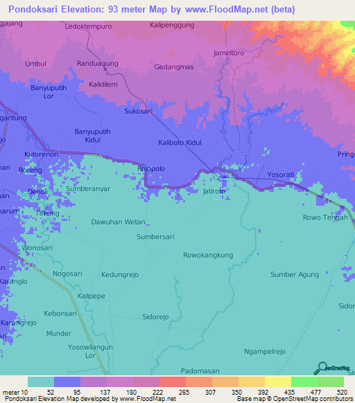 Pondoksari,Indonesia Elevation Map