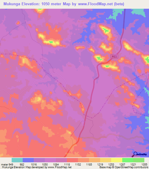 Mukunga,Zimbabwe Elevation Map