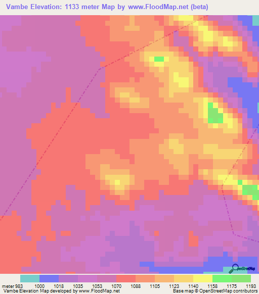 Vambe,Zimbabwe Elevation Map