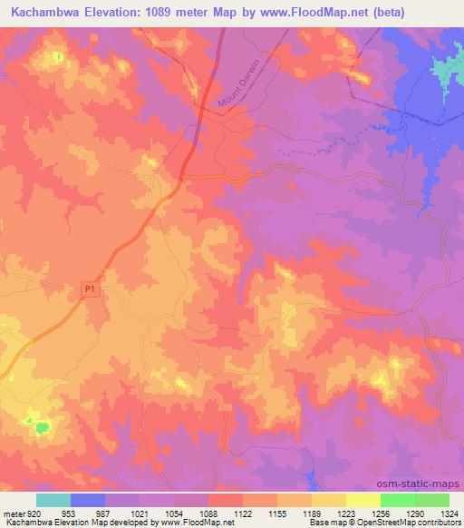 Kachambwa,Zimbabwe Elevation Map
