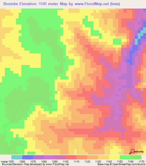 Bvumbe,Zimbabwe Elevation Map