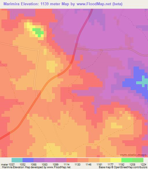 Marimira,Zimbabwe Elevation Map