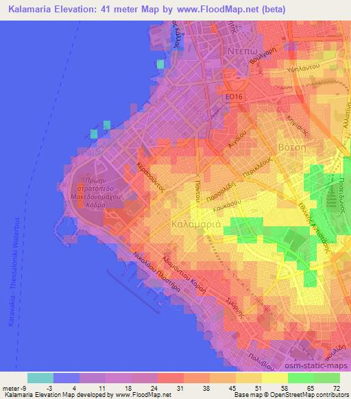 Kalamaria,Greece Elevation Map