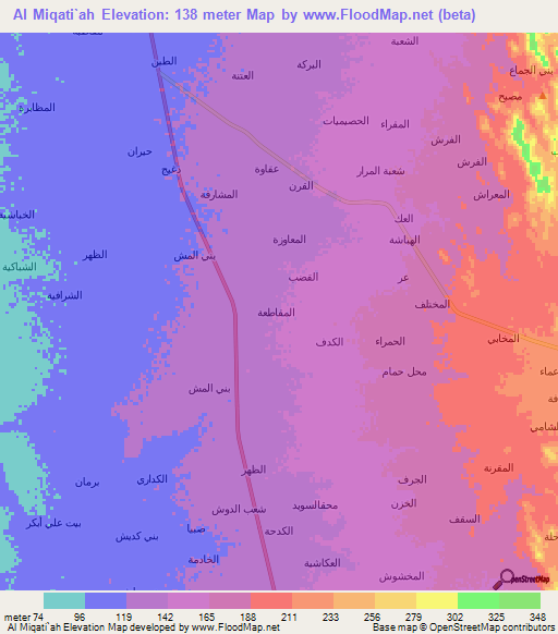 Al Miqati`ah,Yemen Elevation Map