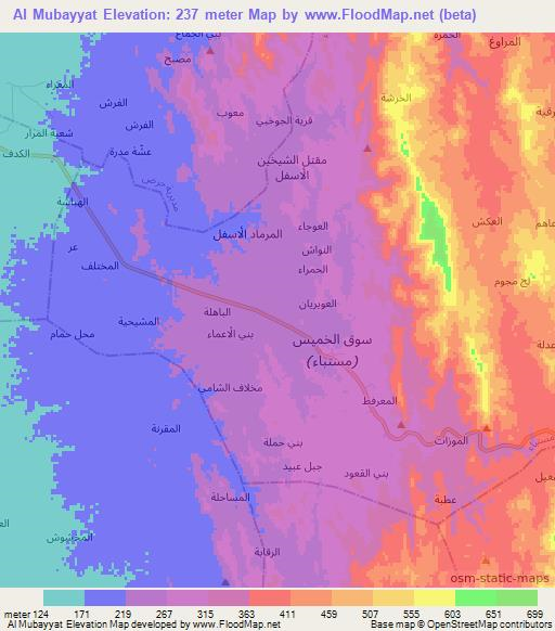 Al Mubayyat,Yemen Elevation Map