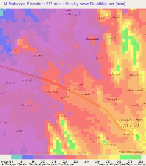 Al Mubayyat,Yemen Elevation Map