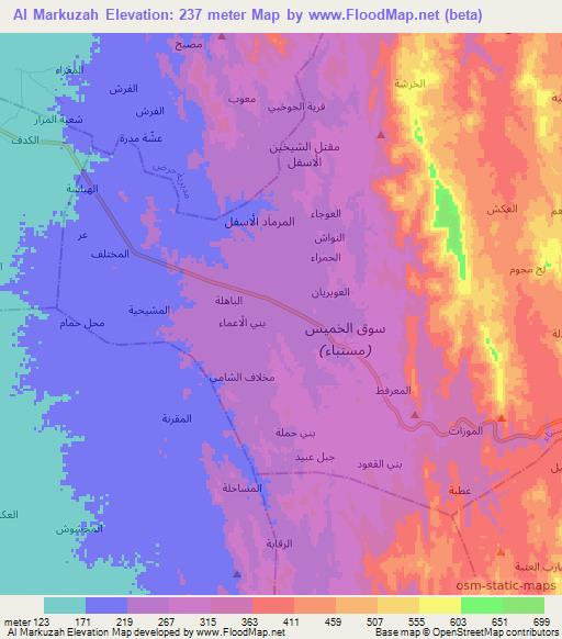 Al Markuzah,Yemen Elevation Map