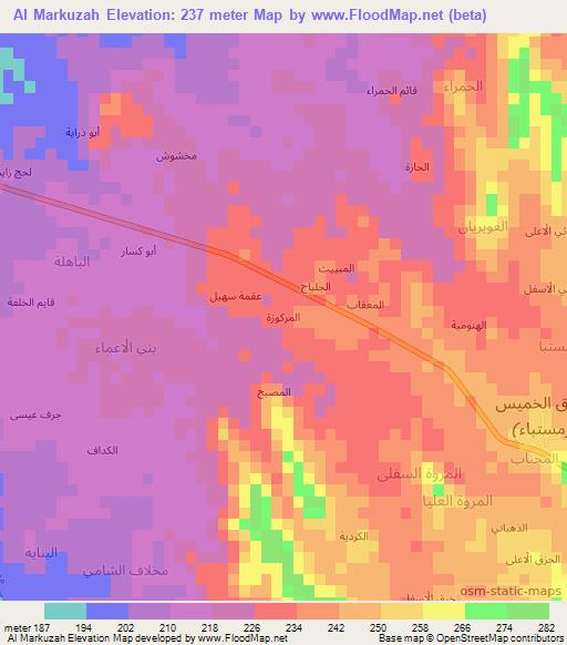 Al Markuzah,Yemen Elevation Map