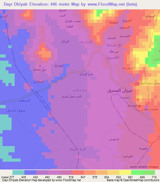 Dayr Dhiyab,Yemen Elevation Map