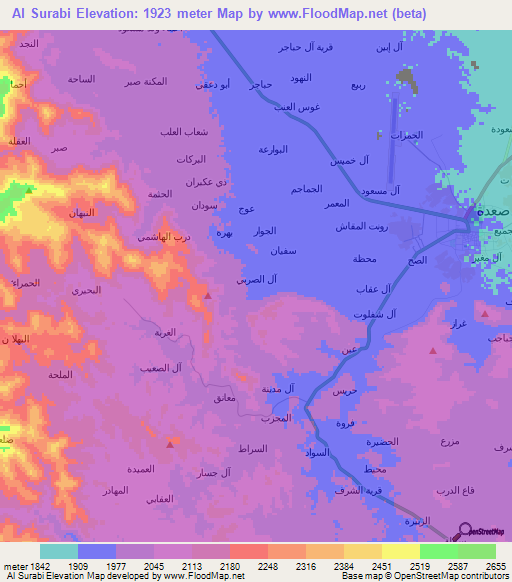 Al Surabi,Yemen Elevation Map