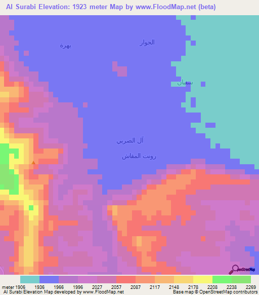 Al Surabi,Yemen Elevation Map