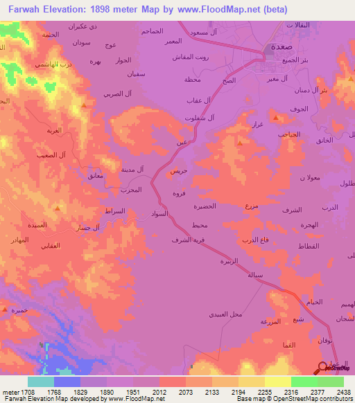 Farwah,Yemen Elevation Map