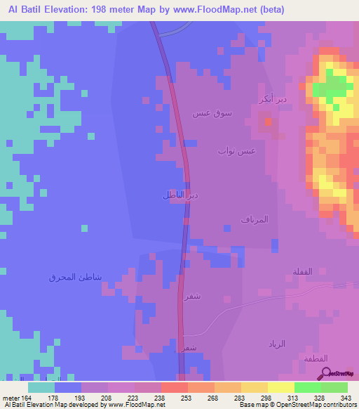 Al Batil,Yemen Elevation Map