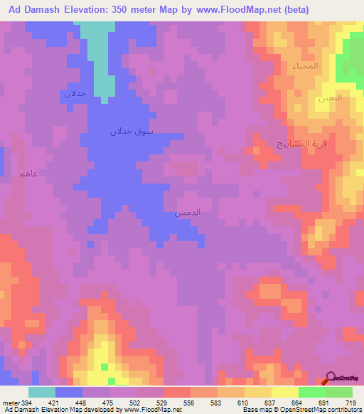 Ad Damash,Yemen Elevation Map