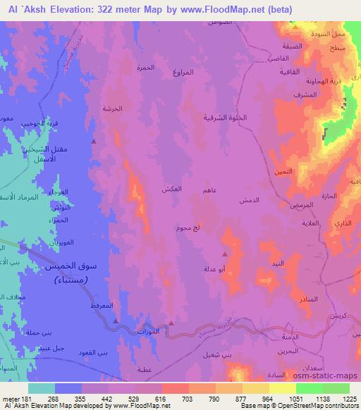 Al `Aksh,Yemen Elevation Map
