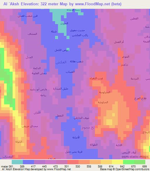 Al `Aksh,Yemen Elevation Map