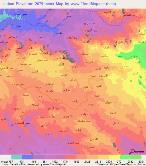 Juban,Yemen Elevation Map