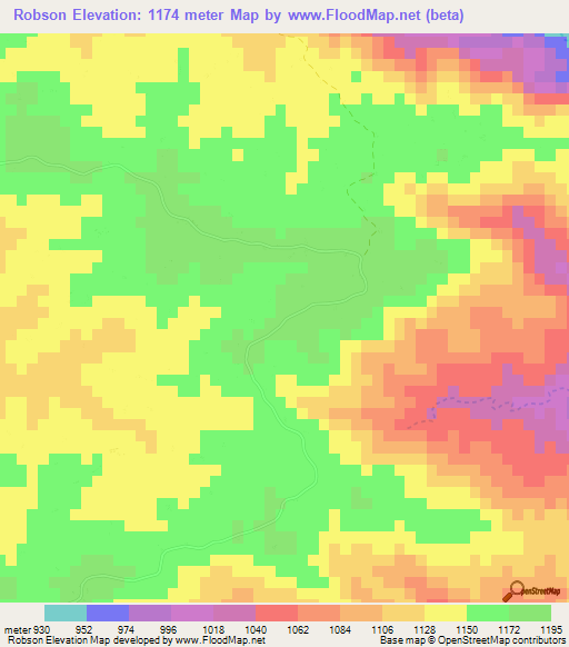 Robson,Zimbabwe Elevation Map