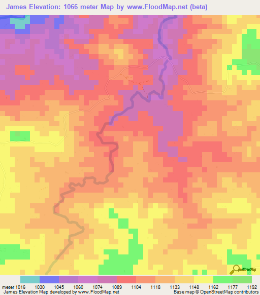 James,Zimbabwe Elevation Map