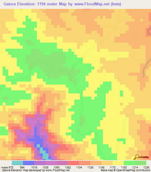 Gatora,Zimbabwe Elevation Map