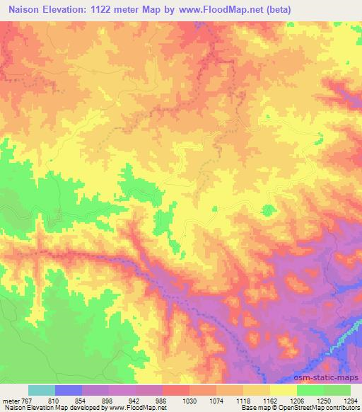 Naison,Zimbabwe Elevation Map