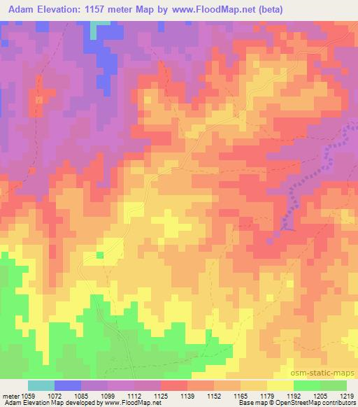 Adam,Zimbabwe Elevation Map