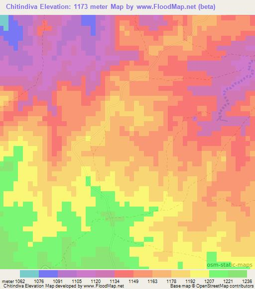 Chitindiva,Zimbabwe Elevation Map