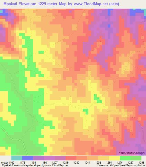 Mpakati,Zimbabwe Elevation Map