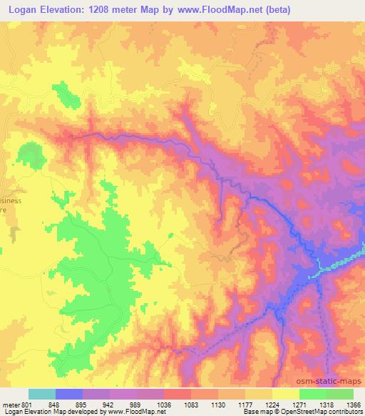 Logan,Zimbabwe Elevation Map