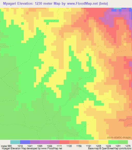 Mpagari,Zimbabwe Elevation Map