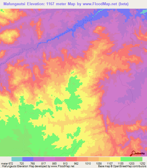 Mafungautsi,Zimbabwe Elevation Map