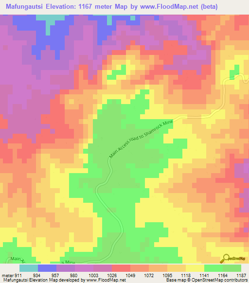 Mafungautsi,Zimbabwe Elevation Map