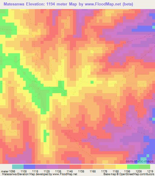 Matesanwa,Zimbabwe Elevation Map