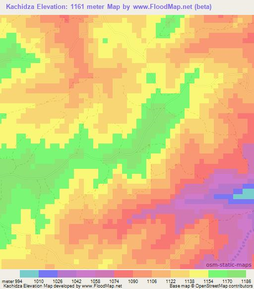 Kachidza,Zimbabwe Elevation Map