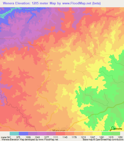 Wenera,Zimbabwe Elevation Map